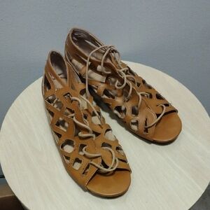 JustFab Brown Lace-Up Sandals
